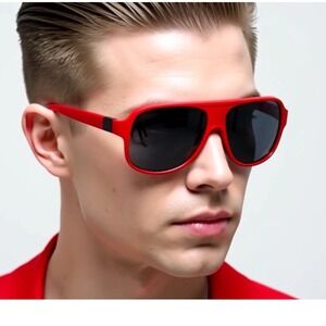 Red Sunglasses UV400‎ Protection Fashion Square Frame Sun Glasses Festival Party